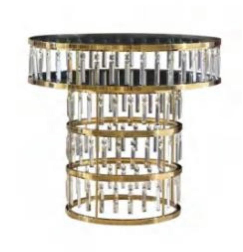 Crystal cylinder cake stand with gold framework