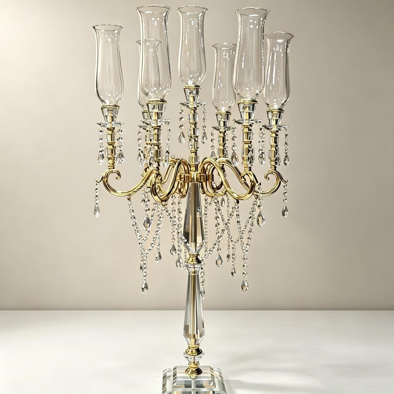 Grand crystal candelabra centerpiece