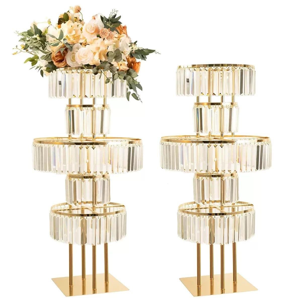 Grand pair of tall gold candelabras with mirror bases