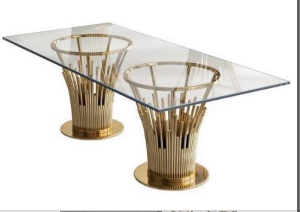 Rectangular banquet table with gold crown base